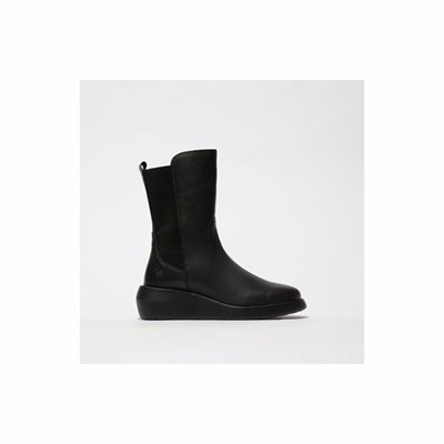 Botas Media Pierna Fly London Brin516Fly Mujer Negras | 6498-WMCNF