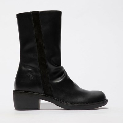 Botas Media Pierna Fly London Mecy092fly Mujer Negras Negras | 8074-WTJGM