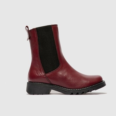 Botas Media Pierna Fly London Rein795fly Mujer Burdeos Negras | 9168-QDRPJ