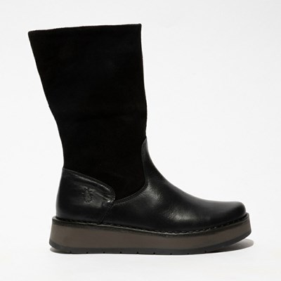 Botas Media Pierna Fly London Rula083fly Mujer Negras | 6275-XHAIP