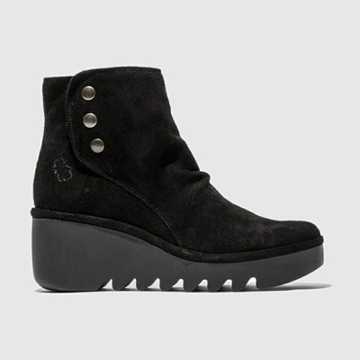 Zapatos Cuña Fly London Brom344fly Mujer Negras | 3608-YTFBP