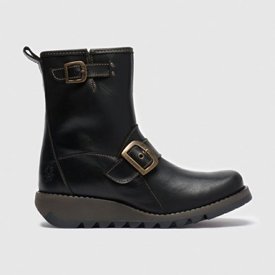 Zapatos Cuña Fly London Sino525fly Mujer Negras | 8572-GTWCN