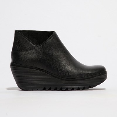Zapatos Cuña Fly London Yego400 Mujer Negras | 3174-CJFIS
