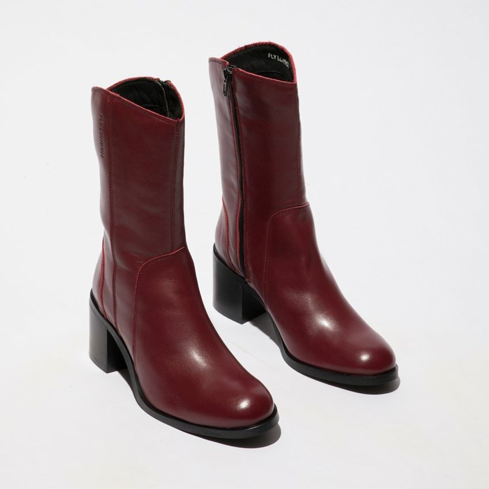 Botas Media Pierna Fly London Asta914fly Mujer Burdeos | 4031-IPBTZ