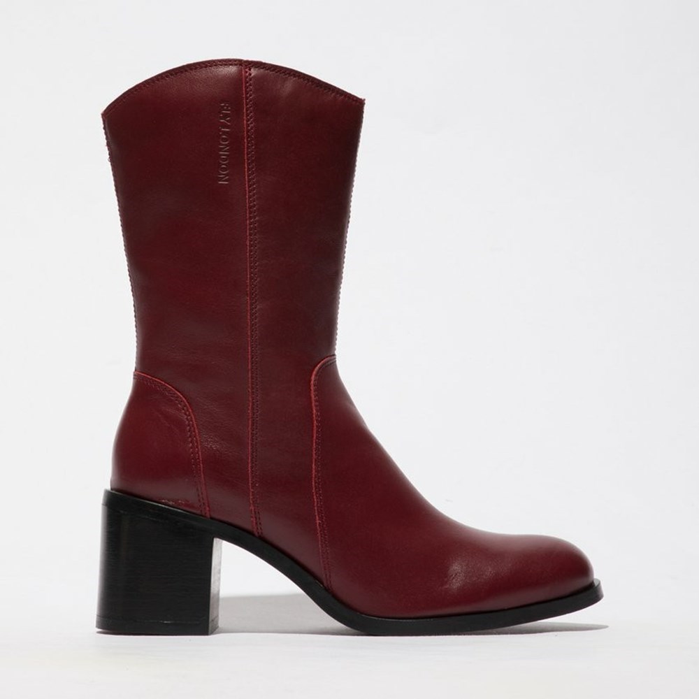 Botas Media Pierna Fly London Asta914fly Mujer Burdeos | 4031-IPBTZ