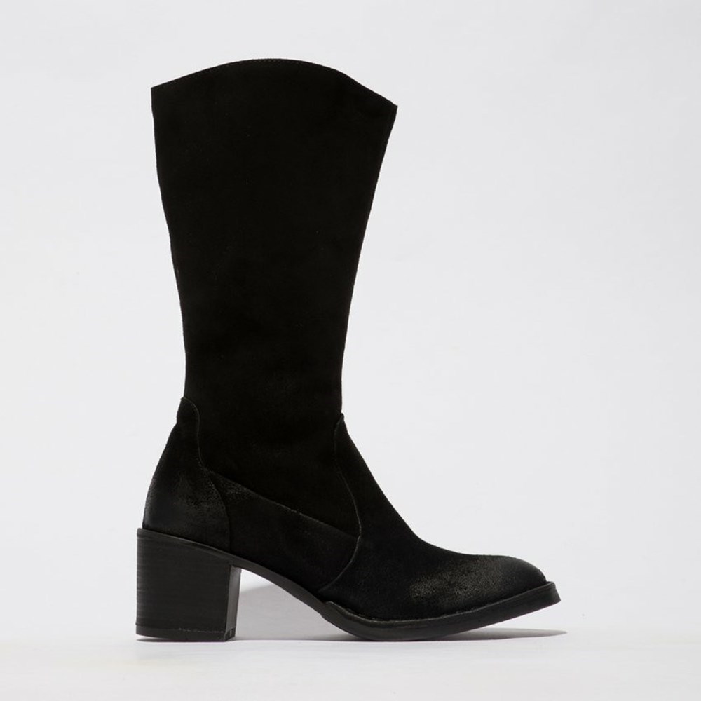 Botas Media Pierna Fly London Balo096fly Mujer Negras | 2640-DJSQP