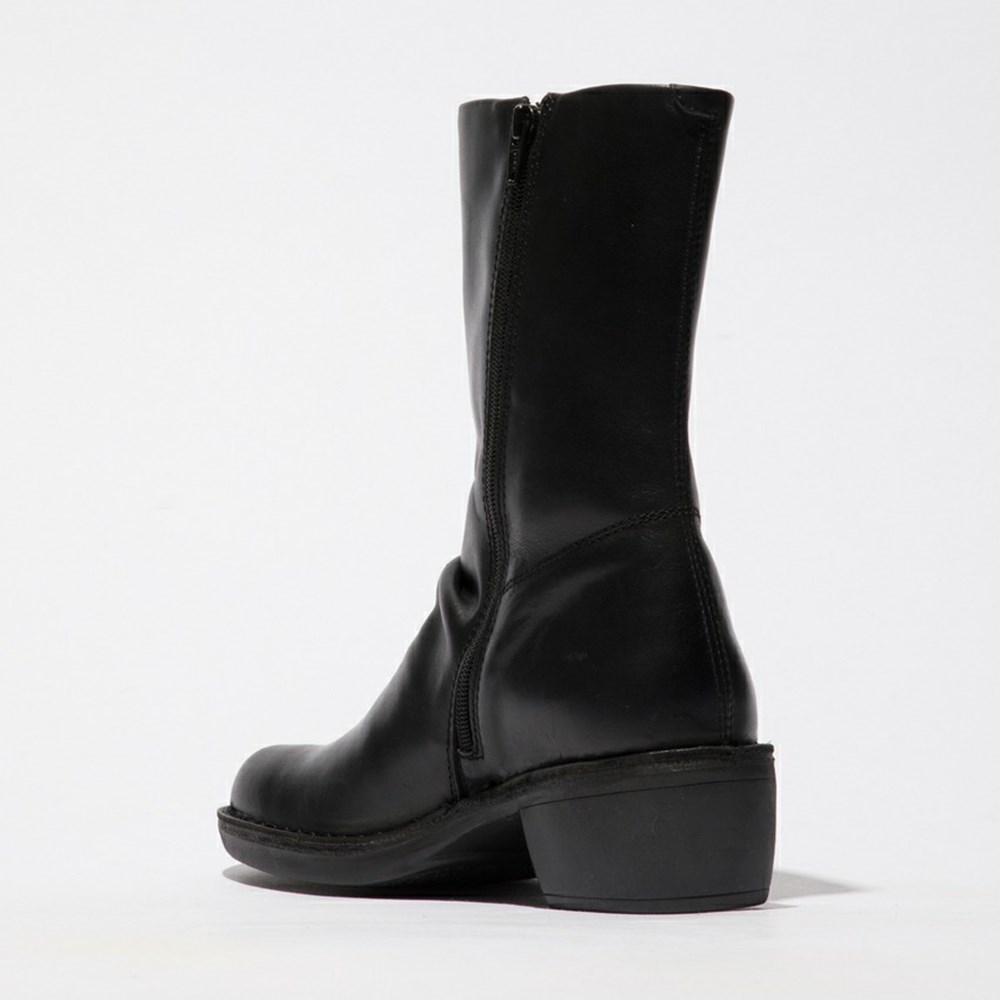 Botas Media Pierna Fly London Mecy092fly Mujer Negras Negras | 8074-WTJGM