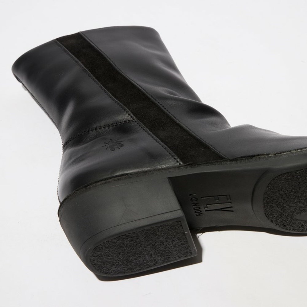 Botas Media Pierna Fly London Mecy092fly Mujer Negras Negras | 8074-WTJGM