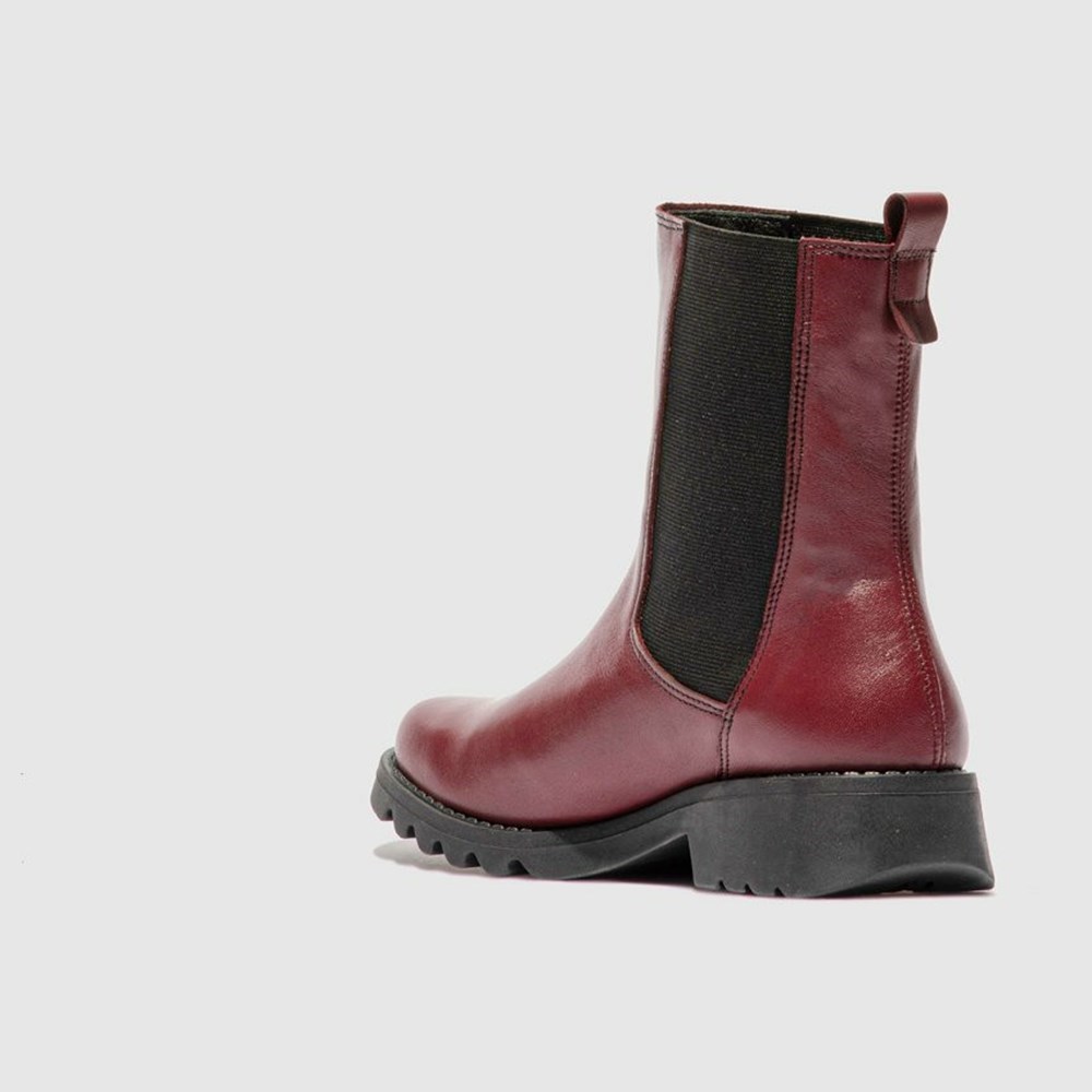 Botas Media Pierna Fly London Rein795fly Mujer Burdeos Negras | 9168-QDRPJ