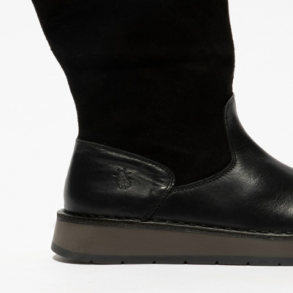 Botas Media Pierna Fly London Rula083fly Mujer Negras | 6275-XHAIP