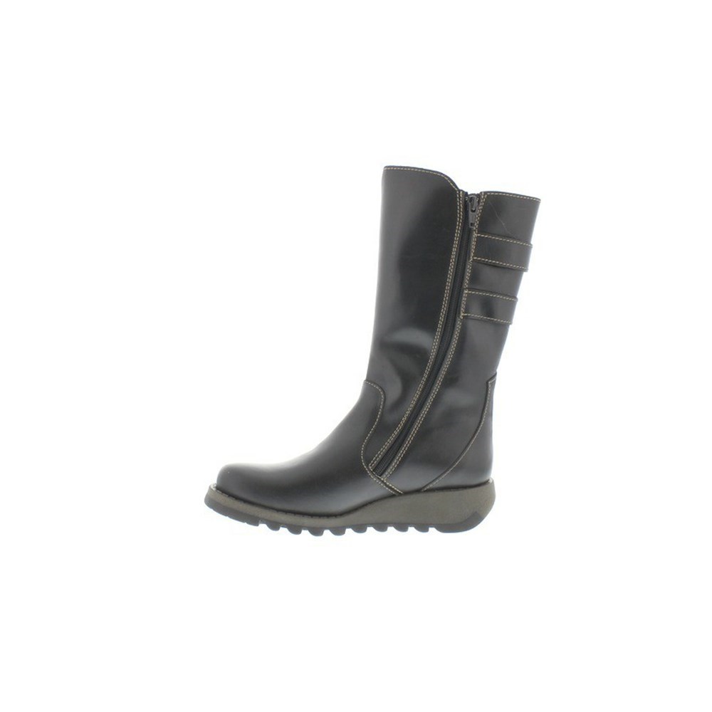 Botas Media Pierna Fly London suli Mujer Negras | 6439-UYBAL