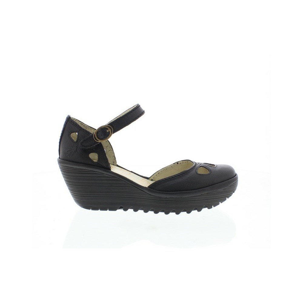 Sandalias Fly London Yuna Mujer Negras | 3027-PFNOI