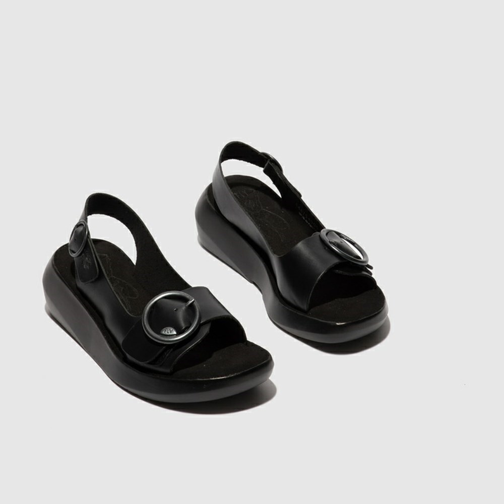 Zapatos Cuña Fly London Berk754fly Mujer Negras | 4978-KQUET
