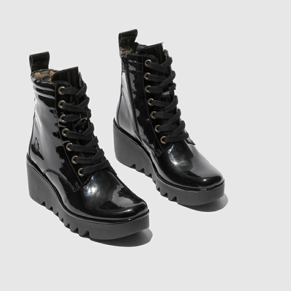 Zapatos Cuña Fly London Biaz329fly Mujer Negras | 4132-WDONS