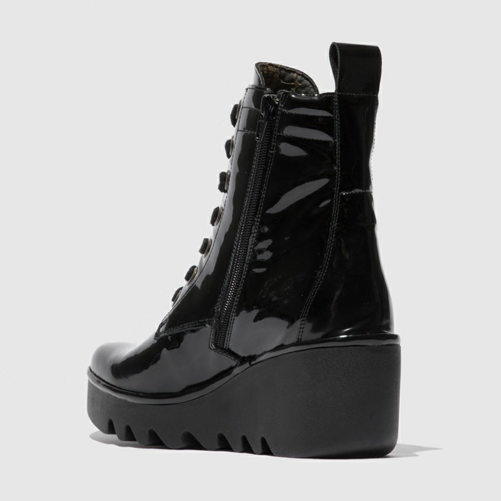 Zapatos Cuña Fly London Biaz329fly Mujer Negras | 4132-WDONS