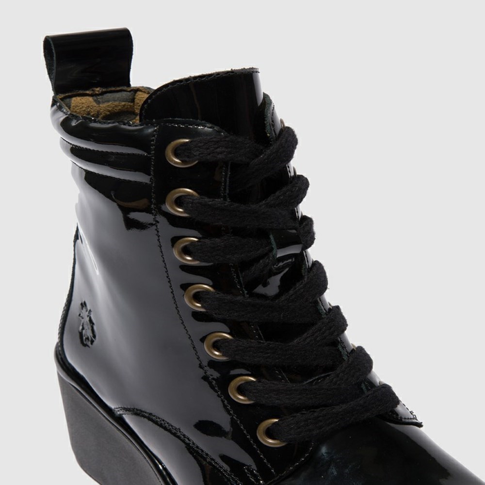 Zapatos Cuña Fly London Biaz329fly Mujer Negras | 4132-WDONS