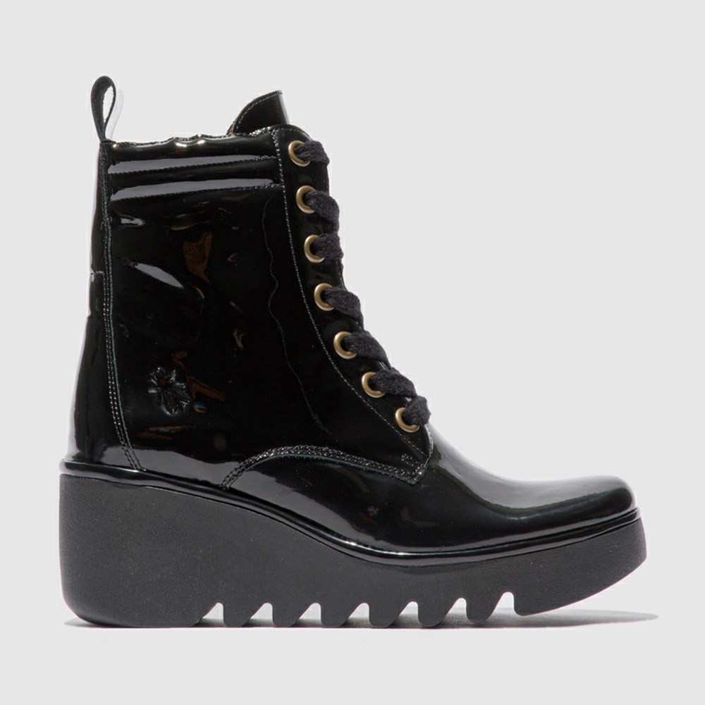 Zapatos Cuña Fly London Biaz329fly Mujer Negras | 4132-WDONS