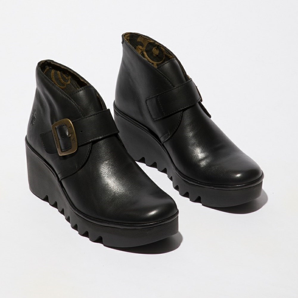 Zapatos Cuña Fly London Birt397fly Mujer Negras | 3051-IETFG