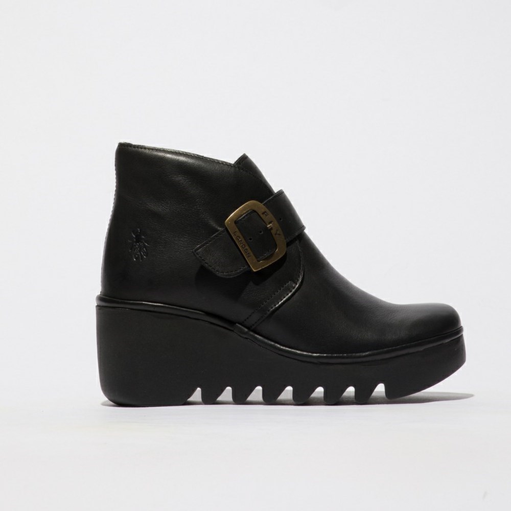 Zapatos Cuña Fly London Birt397fly Mujer Negras | 3051-IETFG