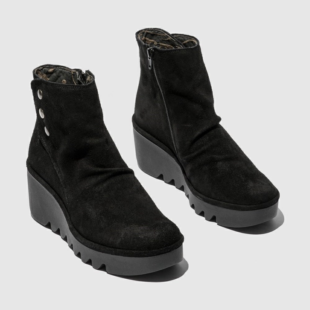 Zapatos Cuña Fly London Brom344fly Mujer Negras | 3608-YTFBP
