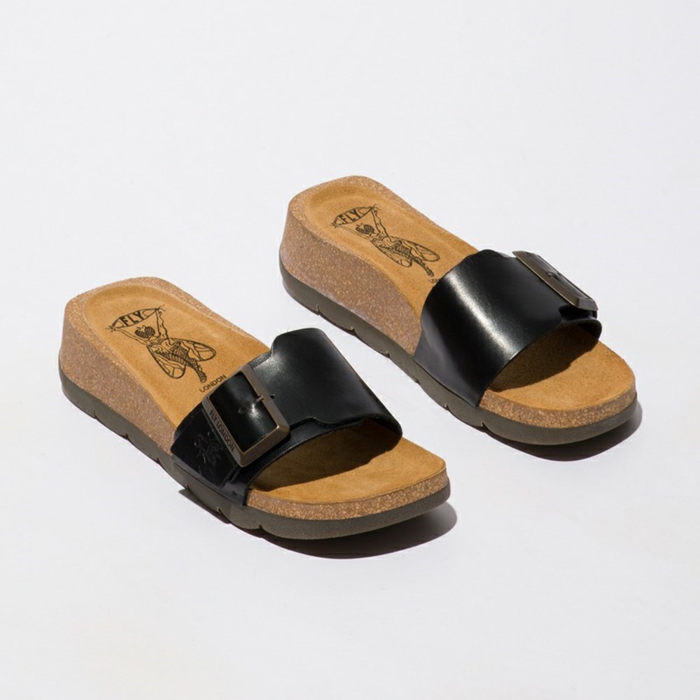 Zapatos Cuña Fly London Carb851fly Mujer Negras | 2105-MADQZ