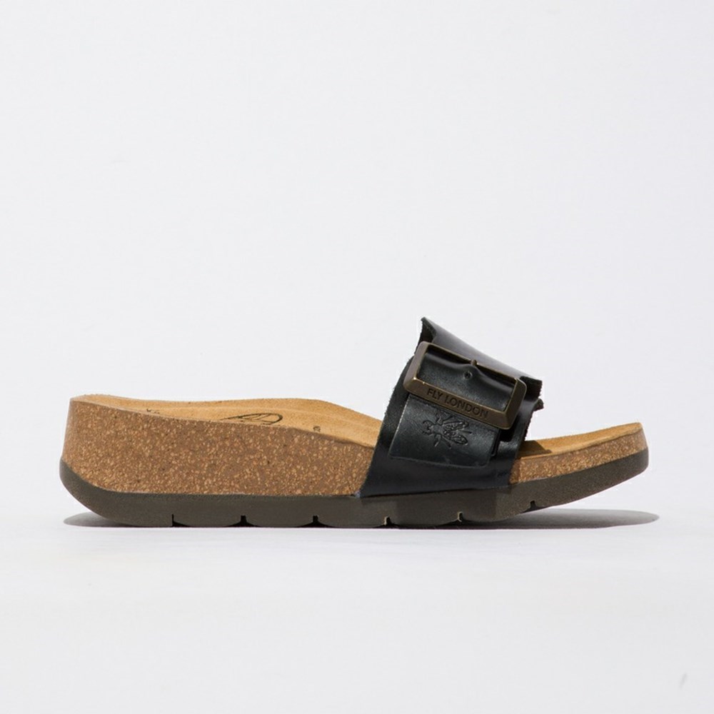 Zapatos Cuña Fly London Carb851fly Mujer Negras | 2105-MADQZ