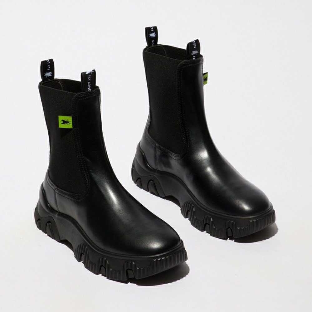 Zapatos Cuña Fly London Faty885fly Mujer Negras | 6152-TRCDM