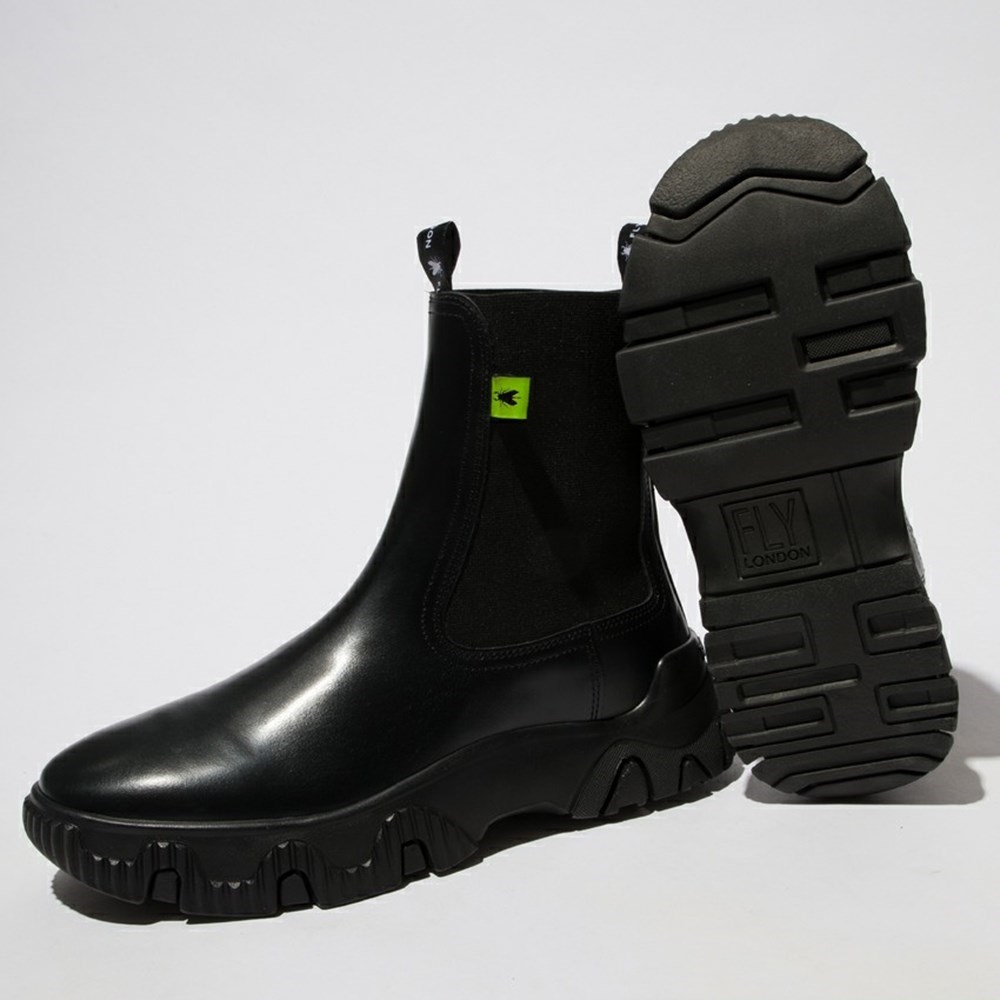 Zapatos Cuña Fly London Faty885fly Mujer Negras | 6152-TRCDM