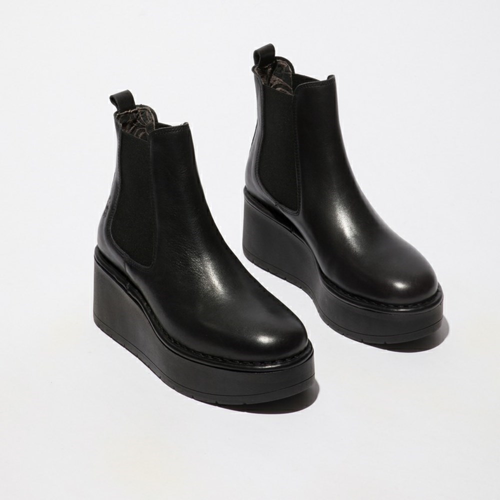 Zapatos Cuña Fly London Hama238fly Mujer Negras | 0125-TJGZP