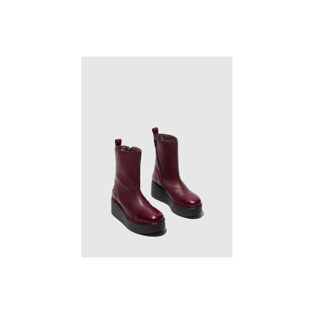 Zapatos Cuña Fly London Haze240fly Mujer Burdeos | 9187-QUAMN