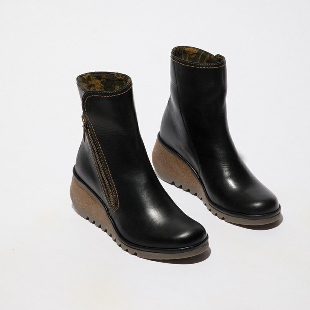Zapatos Cuña Fly London Nela407fly Mujer Negras | 6721-EHMJS