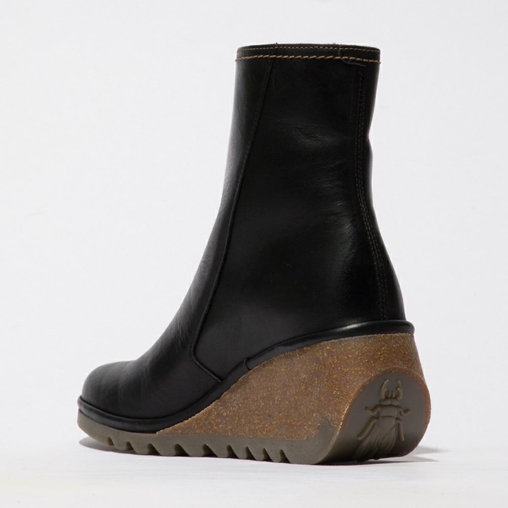 Zapatos Cuña Fly London Nela407fly Mujer Negras | 6721-EHMJS