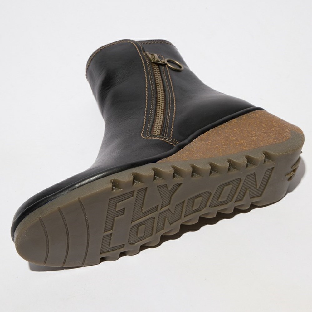 Zapatos Cuña Fly London Nela407fly Mujer Negras | 6721-EHMJS