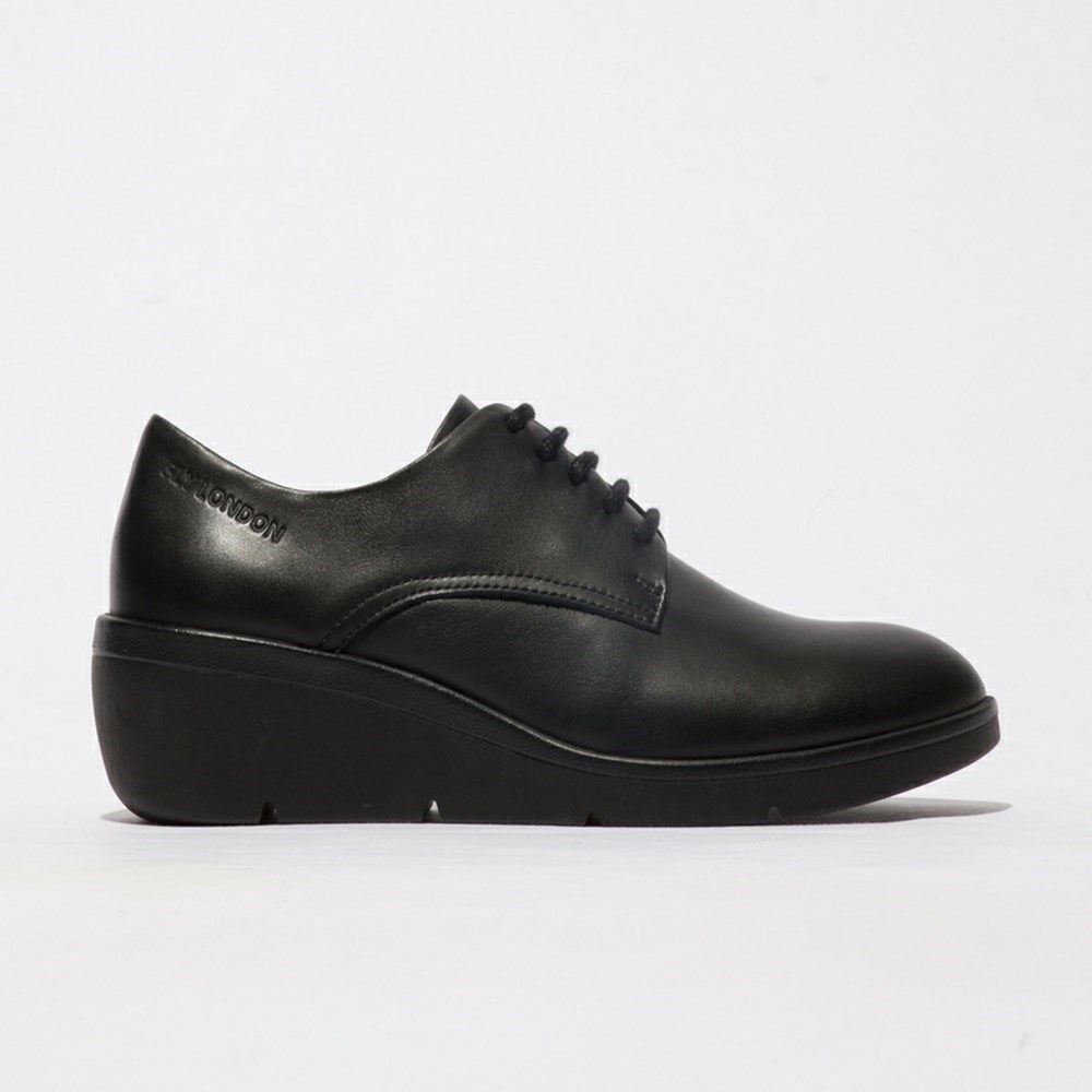 Zapatos Cuña Fly London Nepe548fly Mujer Negras | 5190-QFVBM