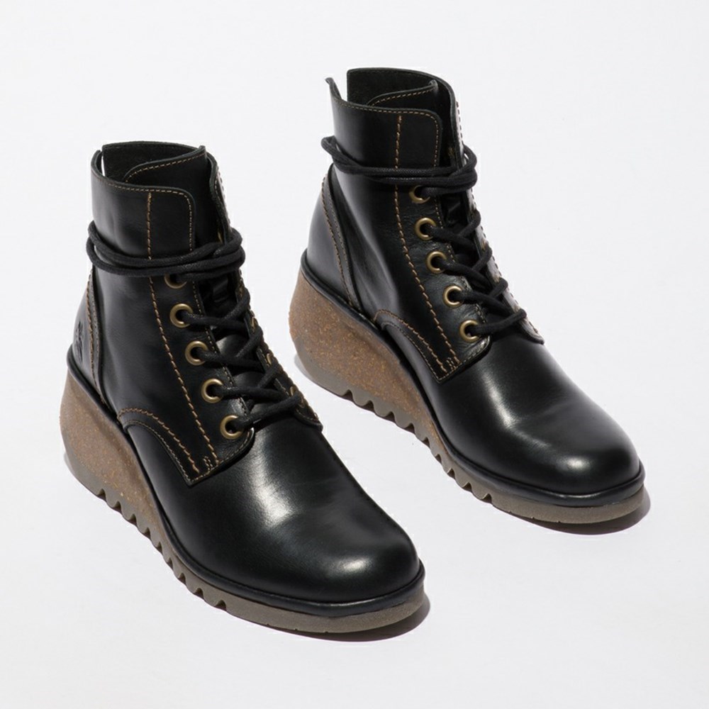 Zapatos Cuña Fly London Nero257fly Mujer Negras | 4613-ZNFXM