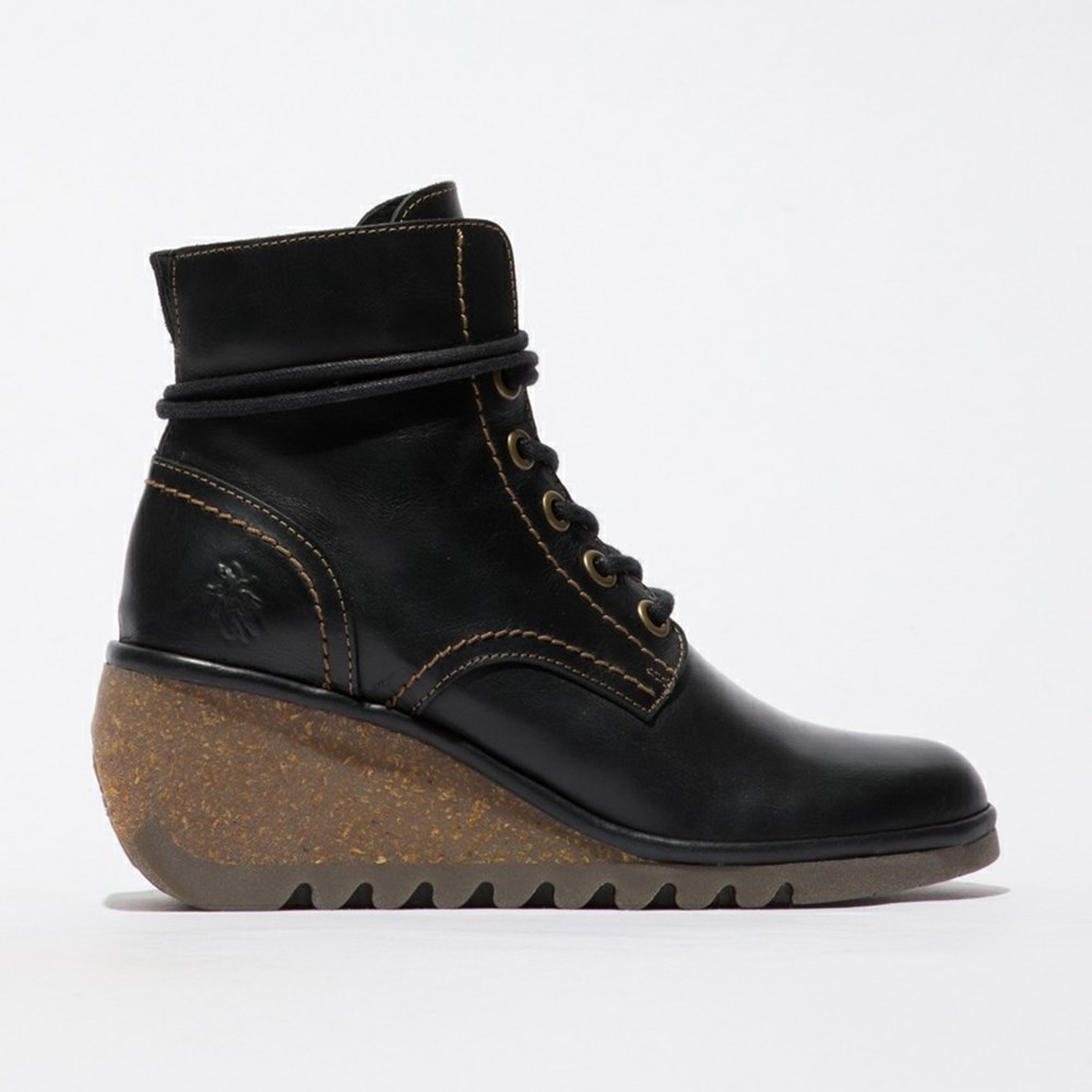 Zapatos Cuña Fly London Nero257fly Mujer Negras | 4613-ZNFXM