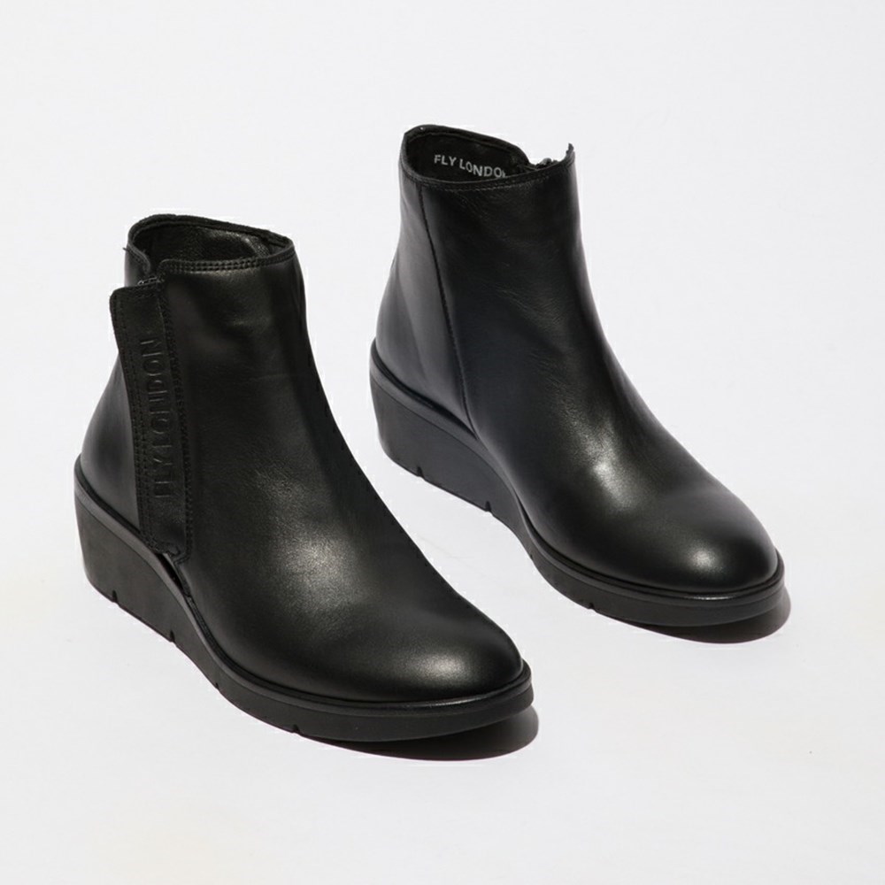 Zapatos Cuña Fly London Nula550fly Mujer Negras | 2748-GAJHF