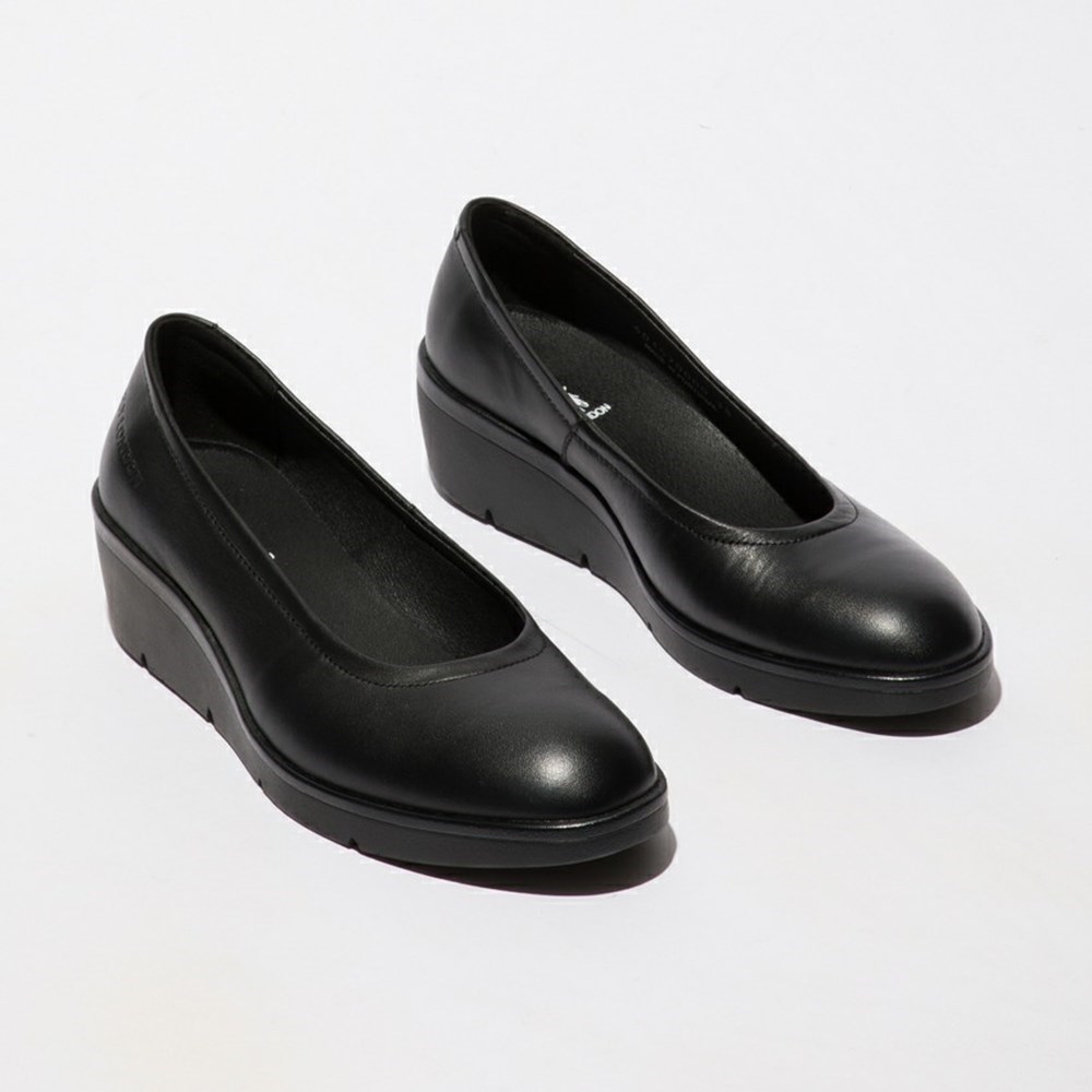 Zapatos Cuña Fly London Numa570fly Mujer Negras | 3928-ZNUML