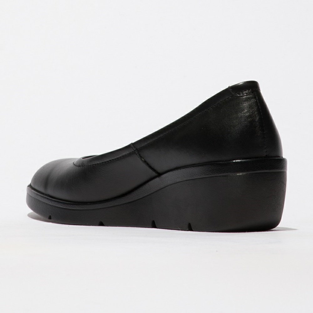 Zapatos Cuña Fly London Numa570fly Mujer Negras | 3928-ZNUML