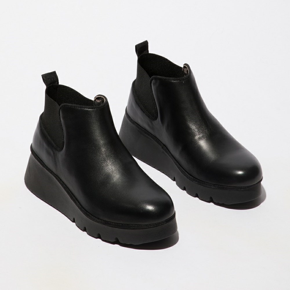 Zapatos Cuña Fly London Pada403fly Mujer Negras | 1476-HTQEM