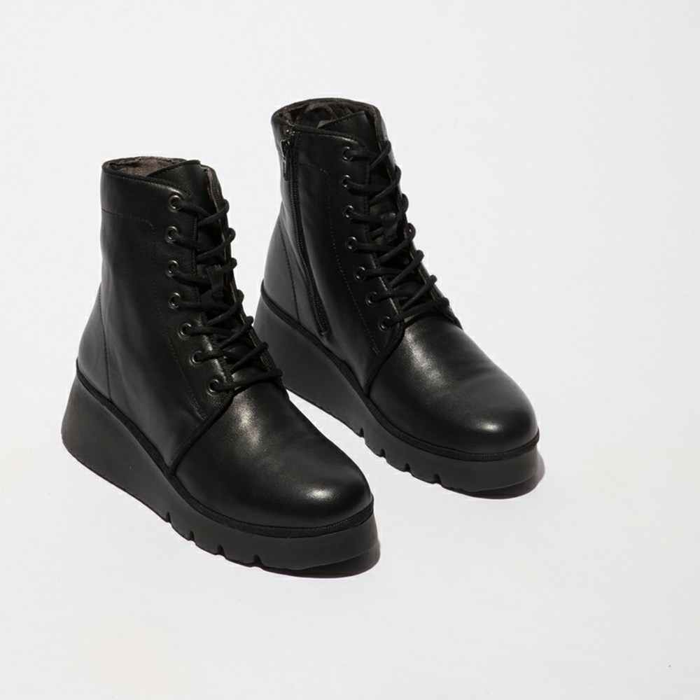Zapatos Cuña Fly London Pall404fly Mujer Negras | 9635-CBAIZ