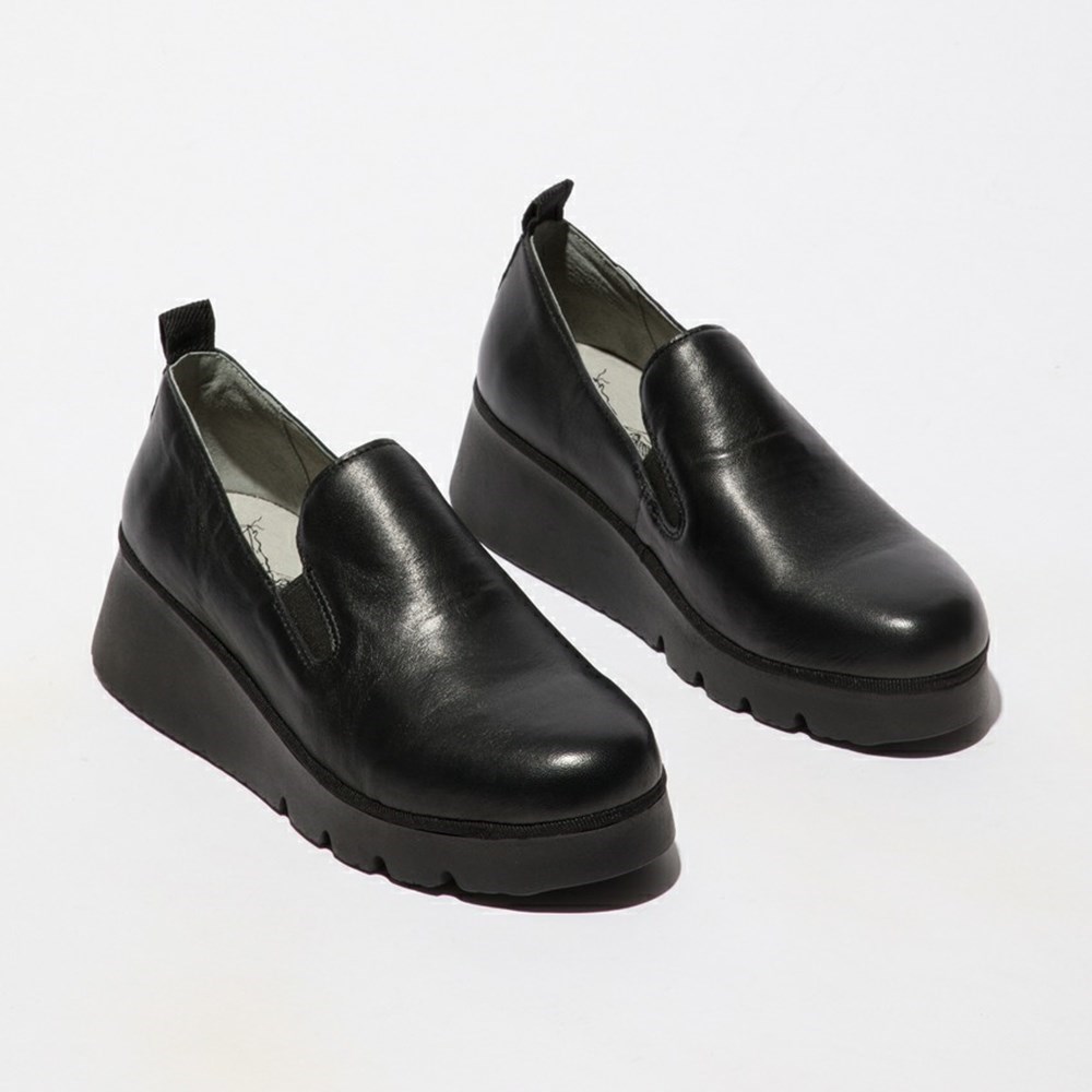 Zapatos Cuña Fly London Pece406fly Mujer Negras | 6940-GKRQL