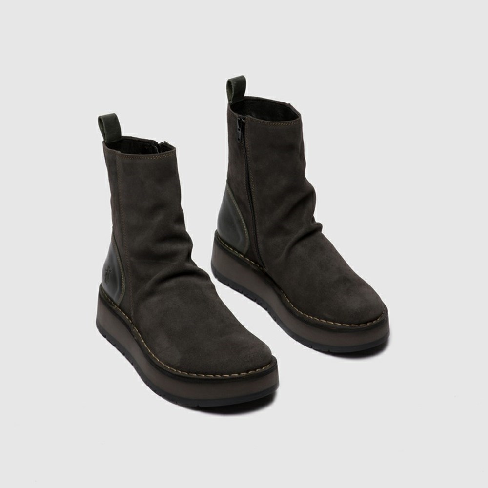 Zapatos Cuña Fly London Reno053fly Mujer Negras | 8760-ZVFGY
