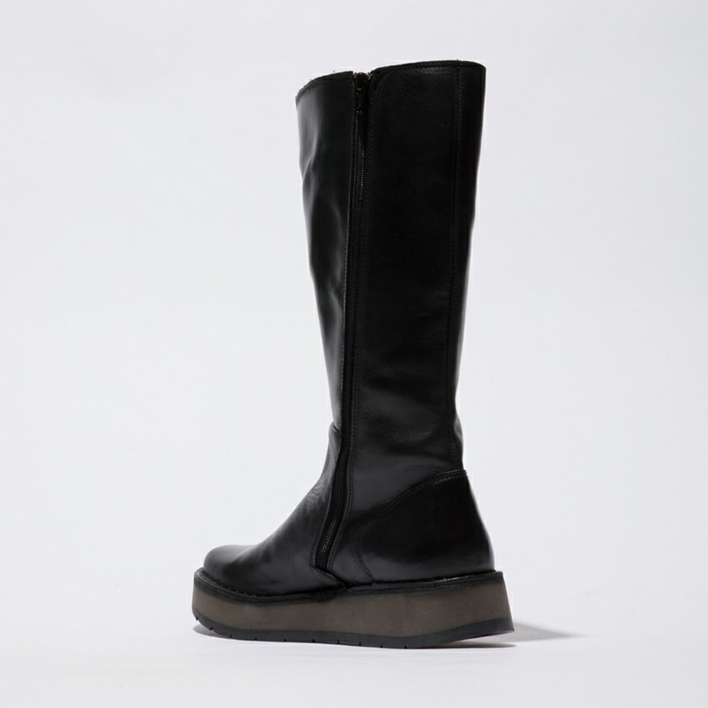 Zapatos Cuña Fly London Rhea042fly Mujer Negras | 3714-DFWOP