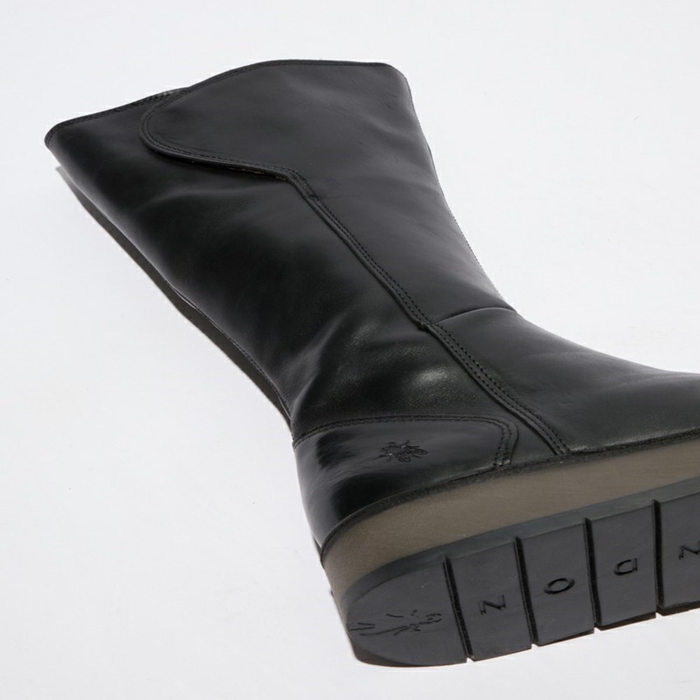 Zapatos Cuña Fly London Rhea042fly Mujer Negras | 3714-DFWOP