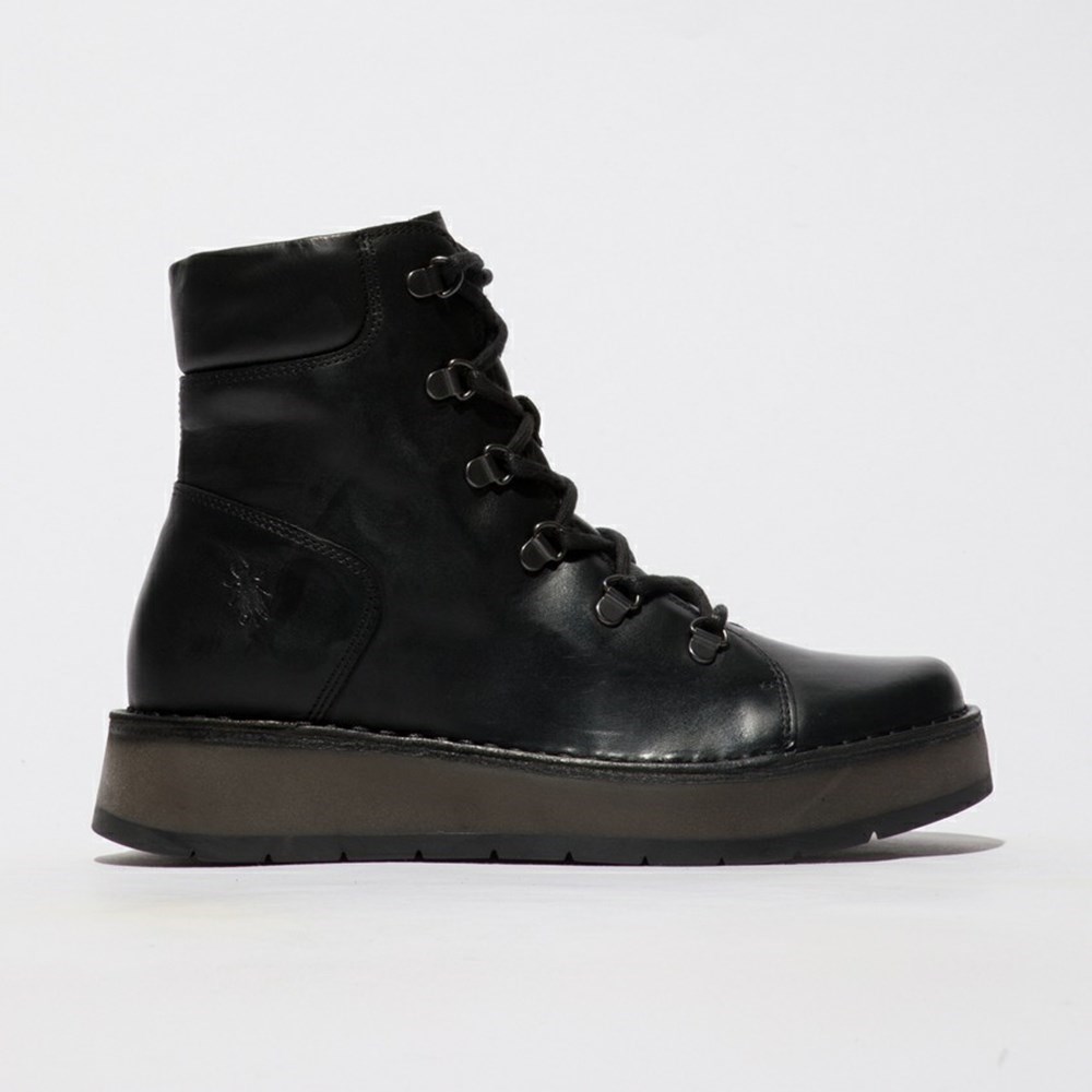Zapatos Cuña Fly London Roxy094fly Mujer Negras | 7692-AZYNW