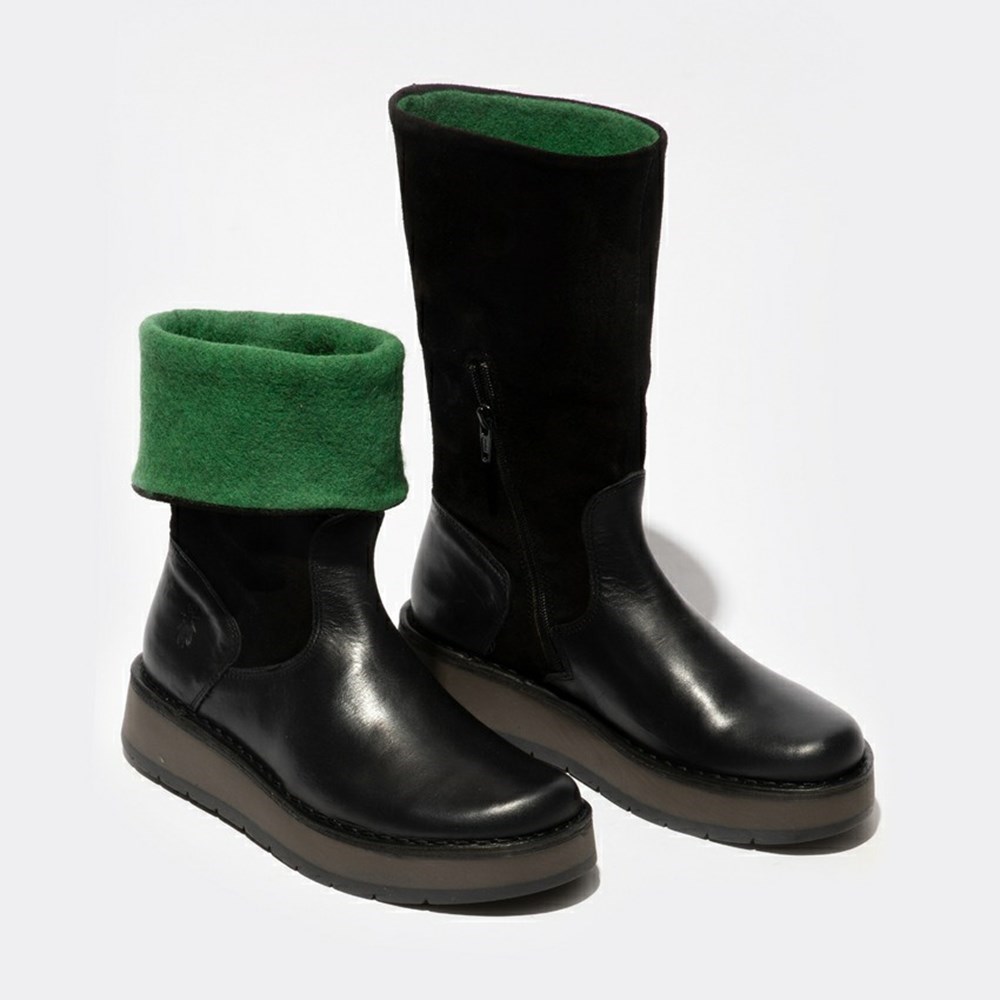 Zapatos Cuña Fly London Rula083fly Mujer Negras | 4936-XUBDM