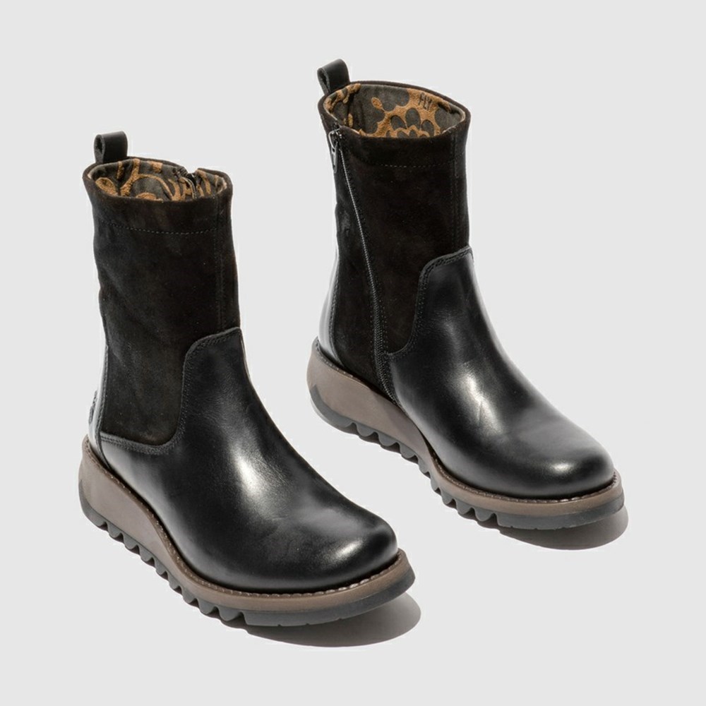 Zapatos Cuña Fly London Sauk794fly Mujer Negras | 3401-QTRSF