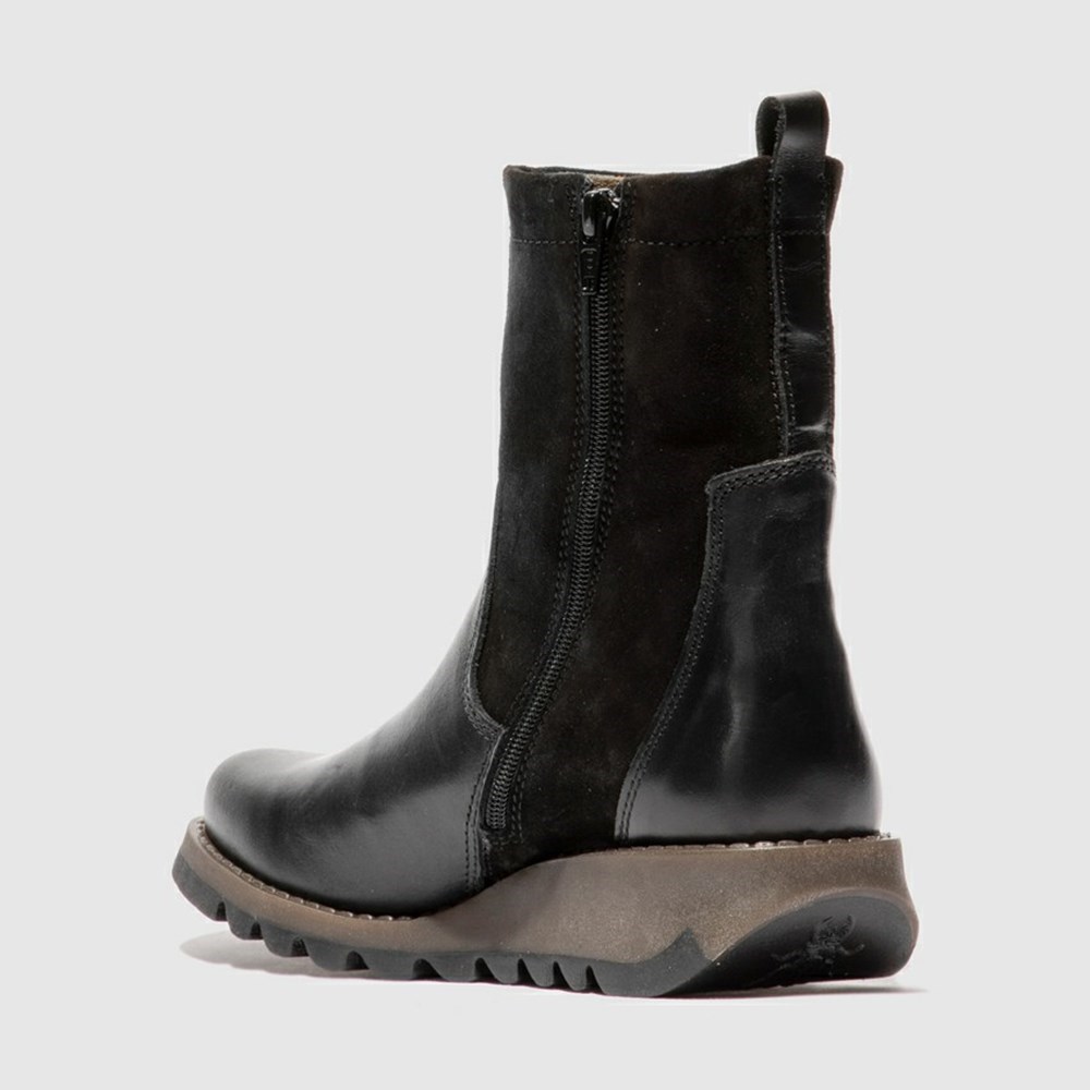 Zapatos Cuña Fly London Sauk794fly Mujer Negras | 3401-QTRSF