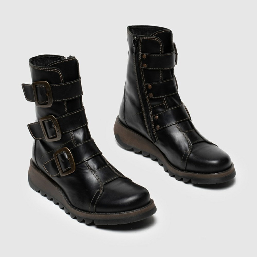 Zapatos Cuña Fly London Scop110fly Mujer Negras | 2109-EVWTU